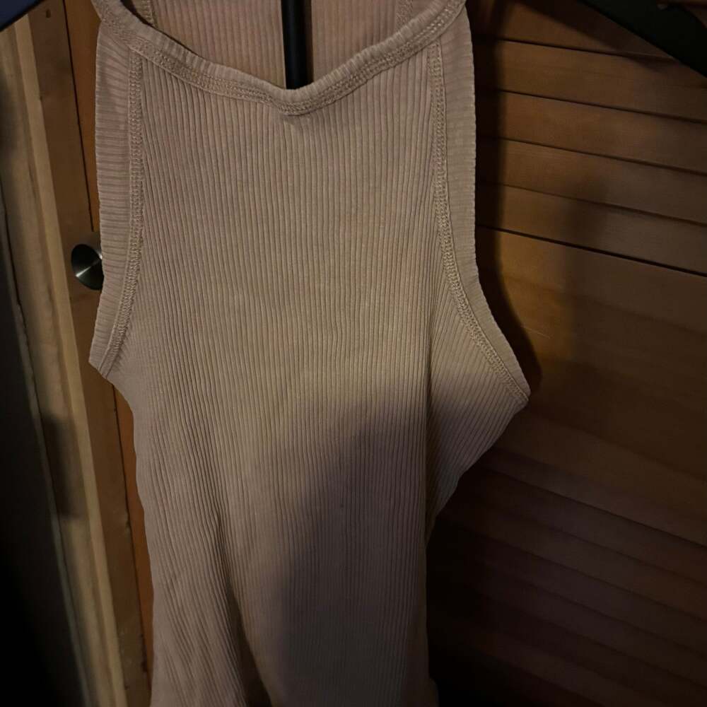 Mystree Ribbed Tank Top in Almond
